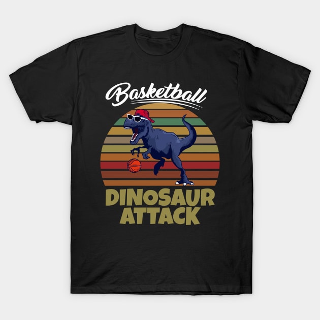 Vintage Basketball Dinosaur T-Shirt by Work Memes